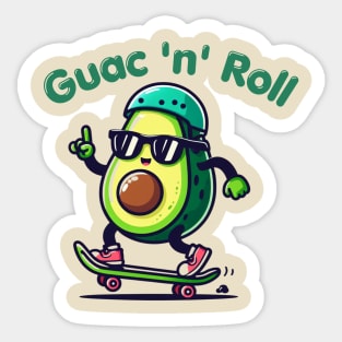 Avocada Guac 'n' Roll - Kawaii Sticker